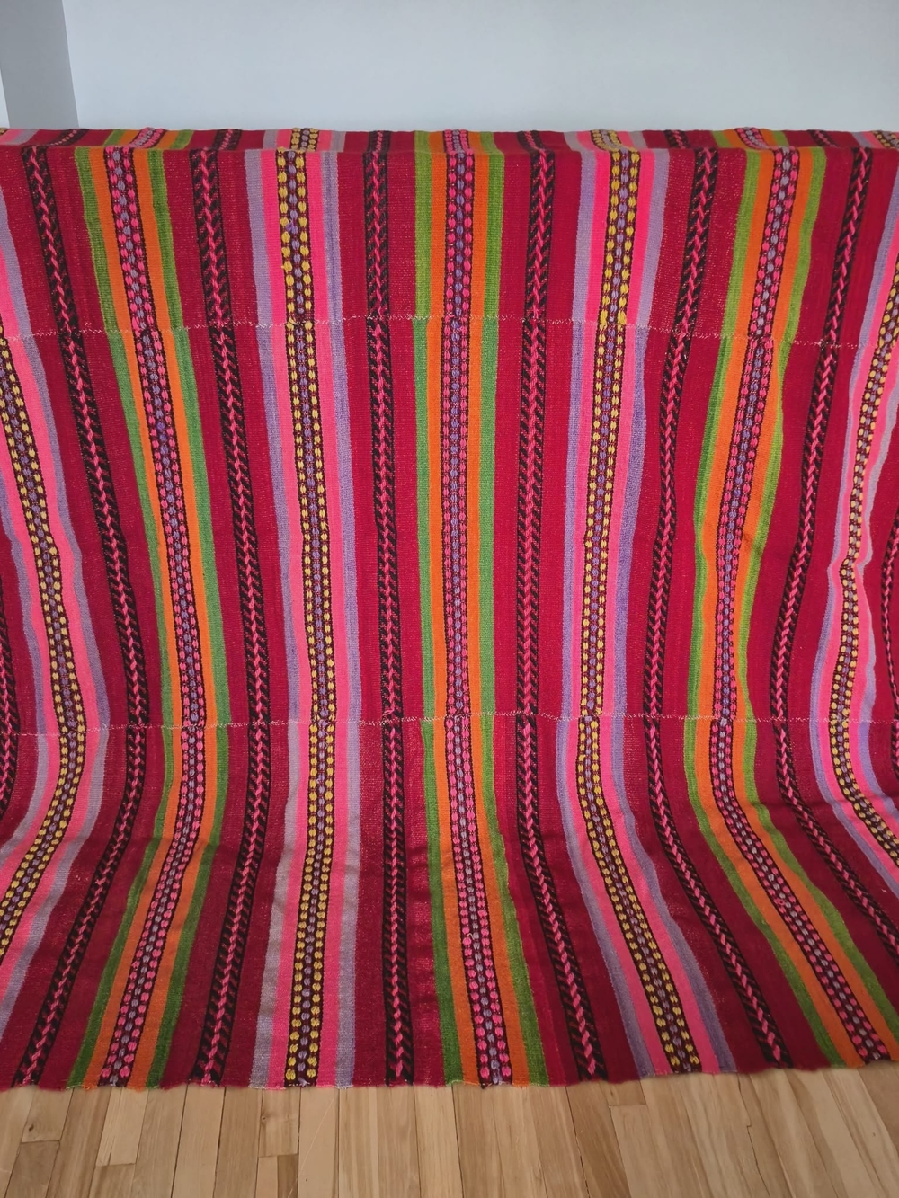 ​Vintage Handwoven Floral Wool Kilim Tapestry Tribal Folk Art Reversible Flatwea